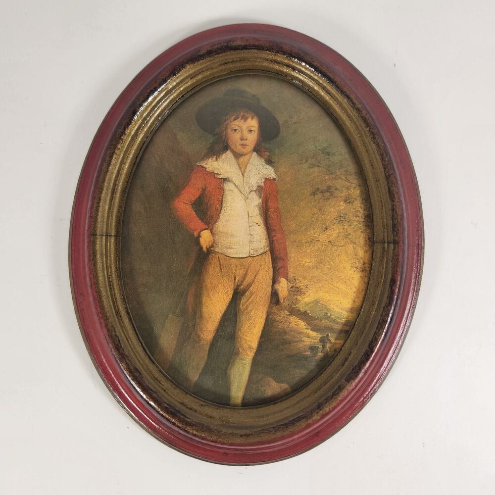 Vintage Italian Resin Oval Picture Frame‎ Francis Cotes Cricket Boy Portrait